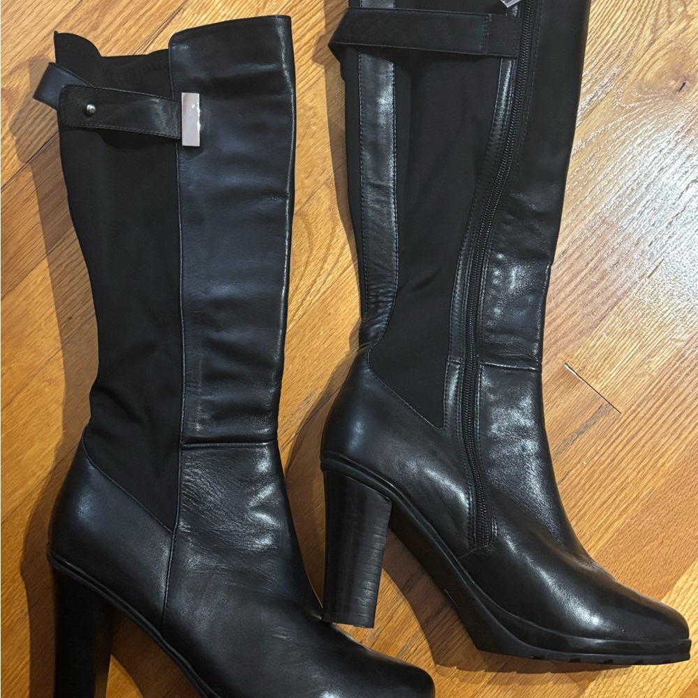 Elegant Black Leather Knee-High Boots